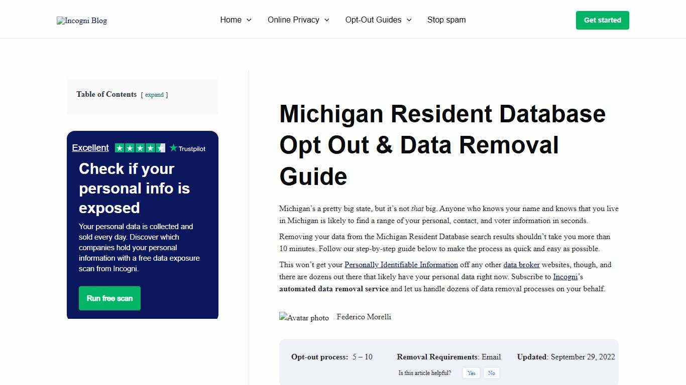 Michigan Resident Database Opt Out & Data Removal Guide [2026] Incogni
